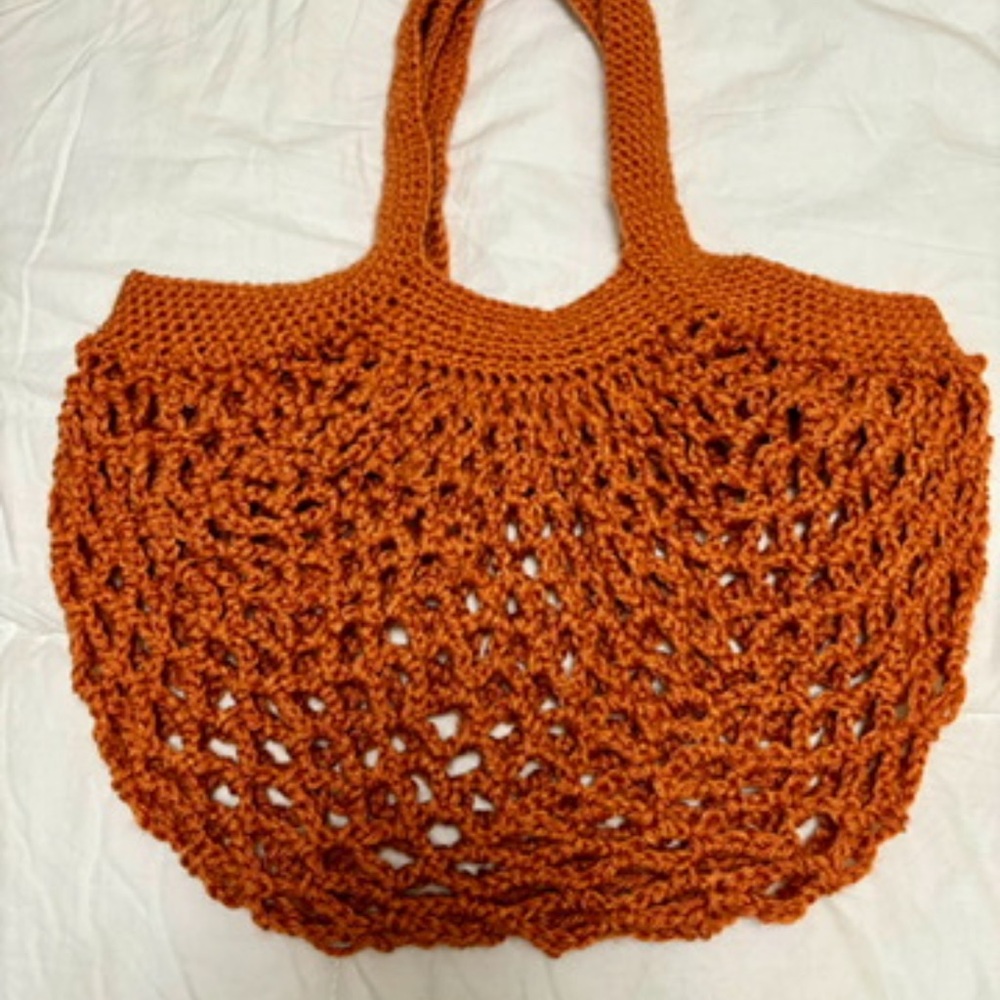 Handcrafted Orange Crochet Tote Bag